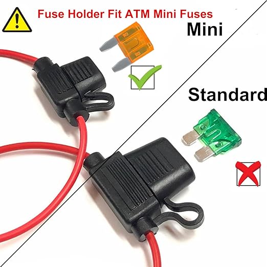 MuHize Inline Fuse Holder - Upgraded 14AWG Waterproof Mini Fuse Holder with 5A ATM Mini Blade Fuses, 5 Pack Line Fuses Holders for Automotive Marine RV
