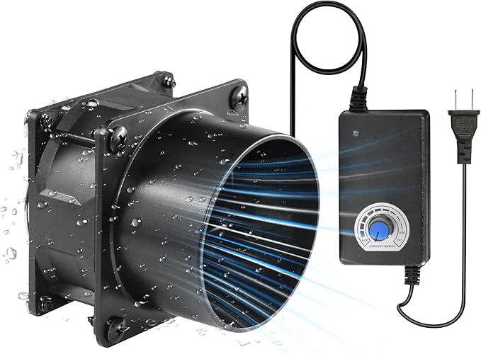 3.15" 12V Axial Exhaust Vent Fan with 3" Square to Round Duct Plate Stepless Speed Control Smoke Extractor Fan Kit for 3D Printer Enclosure Laser Engraver Soldering Small Grow Tents
