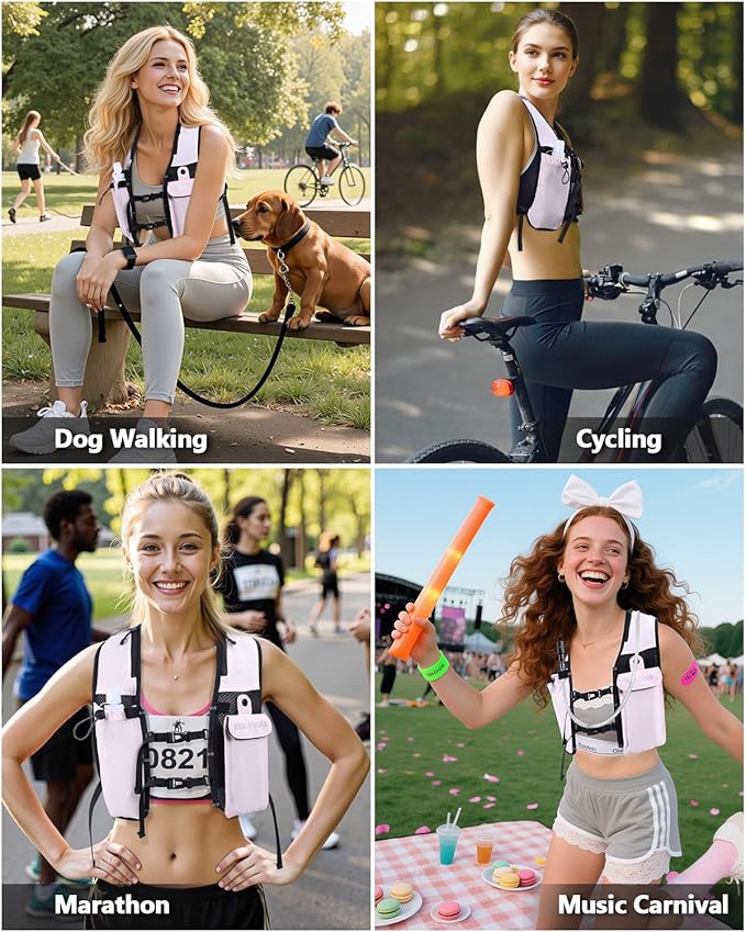 Running Hydration Vest for Women Men,Lightweight Breathable Hydration Pack with 500ml Soft Flask, Adjustable Chest Straps Reflective Backpack for Trail Running Marathon Race Jogging Cycling