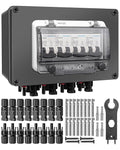 Solar Panel Disconnect Switch 4 String 32 Amp DC Circuit Breaker Box, Waterproof IP67 Solar Combiner Box with MC4 Connectors for Grid-Connected and Off-Grid Systems, 4 in 4 Out