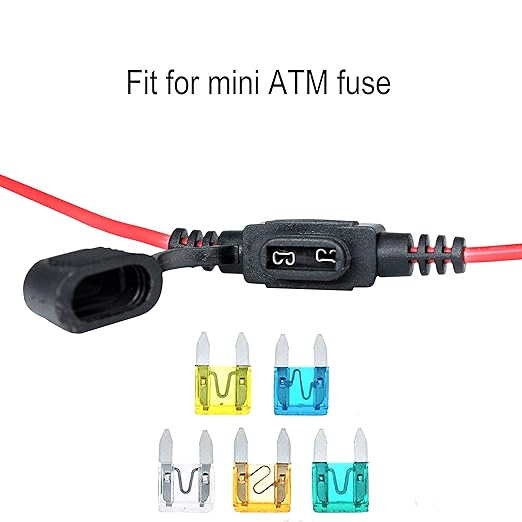 VANTRONIK Waterproof MINI Inline Fuse Holder with 16 Gauge AWG Wire 12 Inches Long, Fit for ATM Blade Small Fuse in Vehicle/Boat/RV/Tractor, 6 Pack