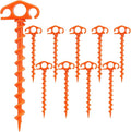 Tent Stakes Ground Anchors Screw in, 10 Pack Sand Stakes for Beach 9.4 Inch Heavy Duty Spiral Tent Pegs for Camping, Party, Hiking, Outdoor Decoration (10, Orange)