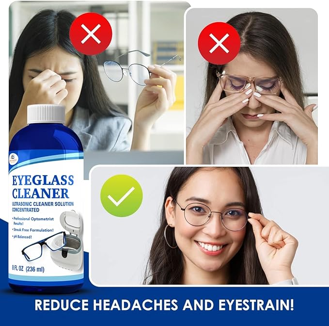 NORTHWEST ENTERPRISES Ultrasonic Eyeglass Cleaner Solution. Concentrated Glasses Cleaner for use in Sonic and Ultrasonic Machines. (2)