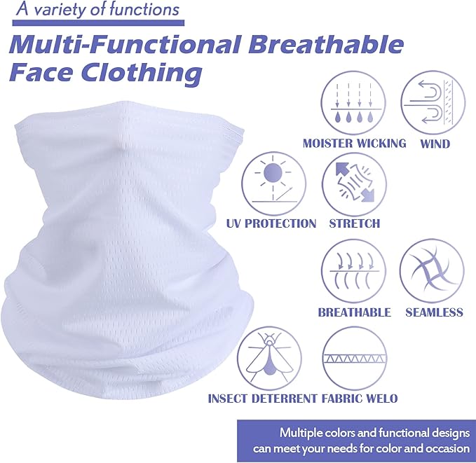 Geyoga Neck Gaiter Bandana Face Mask Summer UV Protection Cooling Breathable Face Mask Neck Scarf Balaclava for Men Women