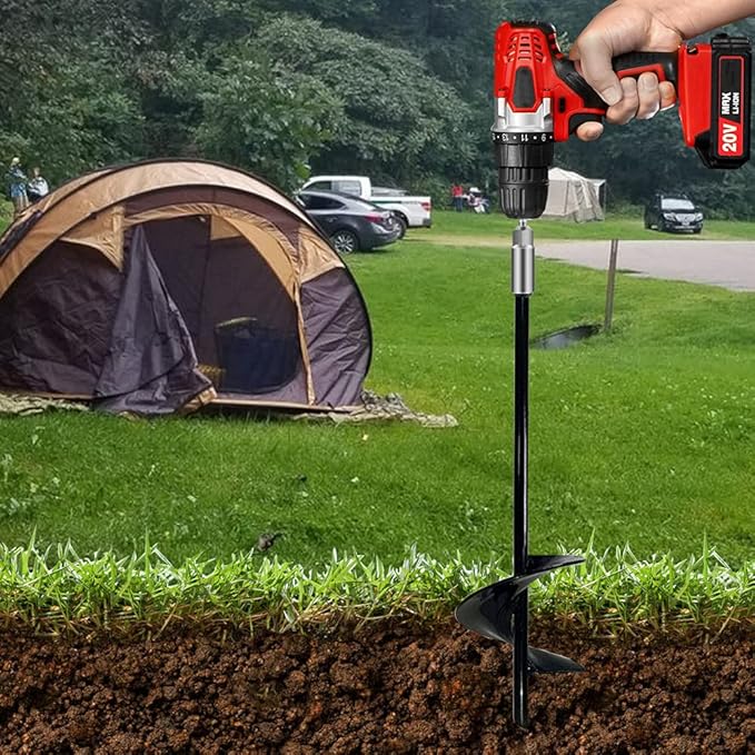 Ground Anchor 18 inch Spiral Blade Earth Anchor 4 Pack Kit Heavy Duty Metal Anchor Hook Black Wind Stakes Ideal for Securing Animals,Trampoline,Tree,Shelters,Tents,Canopies,Swing Sets