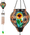 Solar Wind Chimes for Outside,Sunflower Hanging Wind Chime,LED Solar Lanterns Windchimes,Memorial Wind Chimes for Mom Women,Outdoor Wind Chime Deep Tone,Sunflower Windchime for Garden Yard
