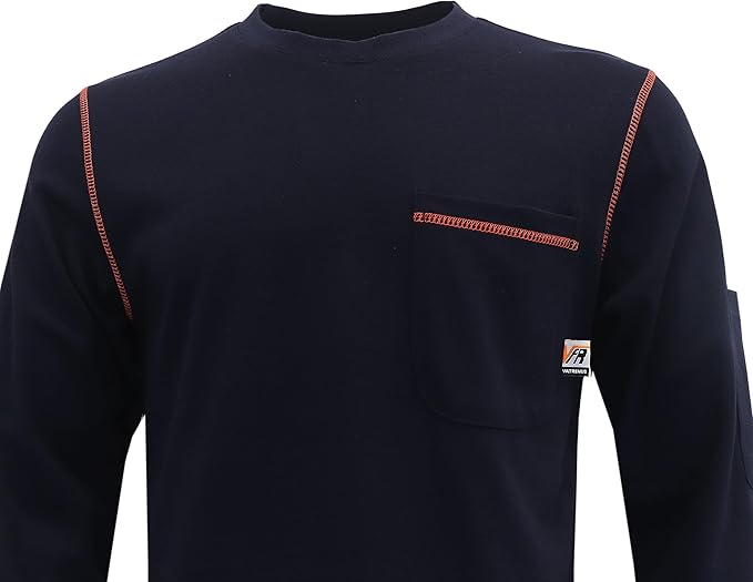 VATRENUS FR Shirts Crewneck 5.5oz Lightweight Flame Resistant 100% Cotton Men's Pre-Washed Fire Retardant Workwear