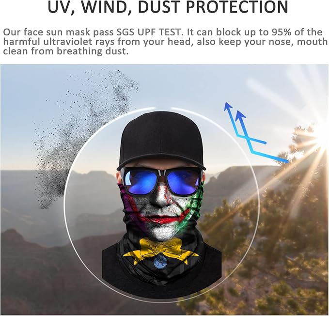 JOEYOUNG Skull Face Mask UV Sun Dust Neck Gaiter Bandana Headwear Motorcycle