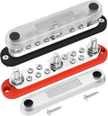 DaierTek 300A Copper Bus Bar 12V, Power Distribution Block with Cover 3 x 3/8” M10 Studs & 10 x M5 Terminal Screws for Car Marine Solar Battery Negative & Positive