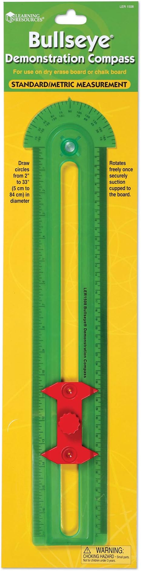 Learning Resources Bullseye Demonstration Compass, Dual-Scale Ruler, Classroom Whiteboard Accessories, Teacher Aids, Grades 1+