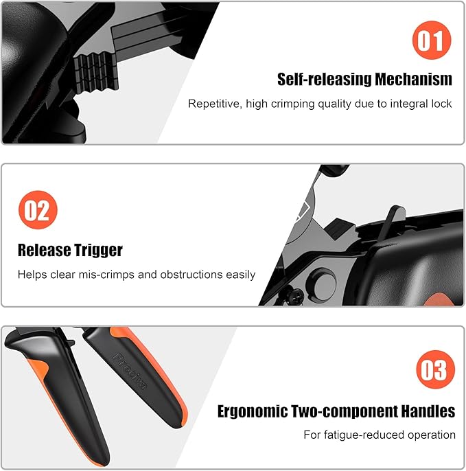 Ferrule Crimping Tool, Preciva Hexagonal Sawtooth Self-Adjustable Ratchet Wire Terminals Crimper for AWG23-10 Bootlace End-Sleeves Ferrule