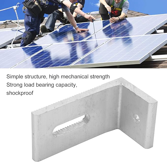 10Pcs Solar Panel Mounting Brackets, L Foot Solar Roof Mount, Aluminum Alloy Solar Panel Bracket Kit, Glossy Photovoltaic Brackets for Roof PV System, 3.14x1.57x1.57in