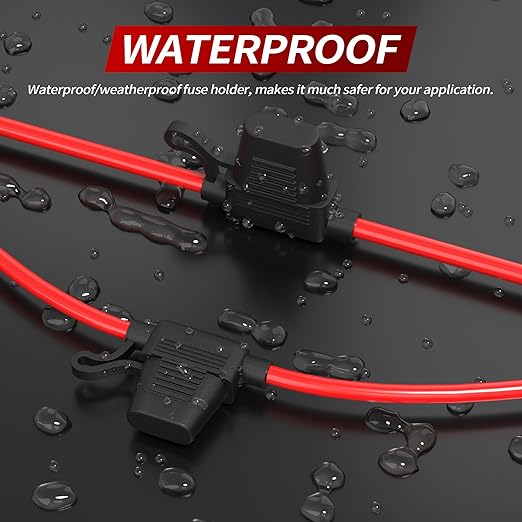 DaierTek 12 AWG Inline Fuse Holder 12V, ATO/ATC in Line Fuse Holder 12 Volt Waterproof with 30 Amp & 40 Amp Medium Blade Fuse for Marine Car Automotive- 10pcs
