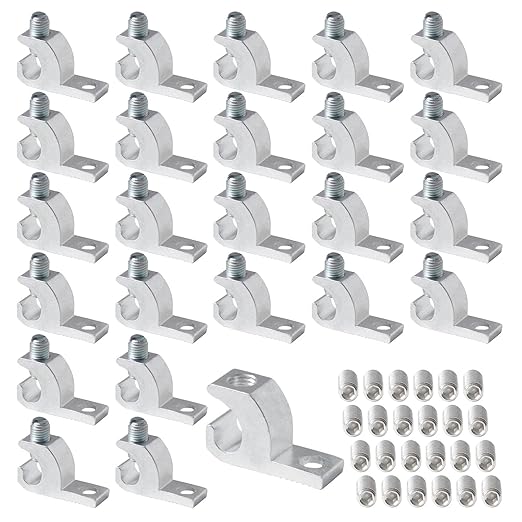 Lay in Connector Pool Bonding Lug, 24 Pack Aluminium Lay-in Clamps with 304 SS Screws for Grounding Swimming Pools Spas and Conduits, 4-14 Wire Range