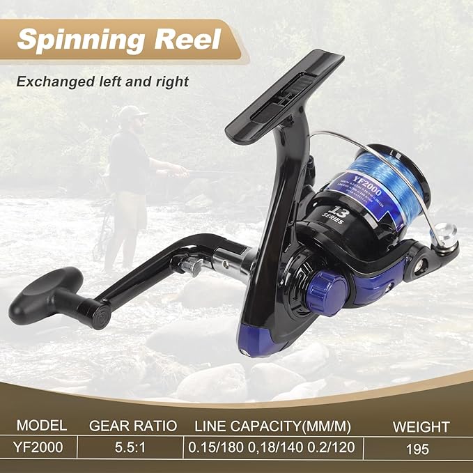 Fishing Rod and Reel Combo, 2PCS Telescopic Fishing Pole with Spinning Reel Lures Set,Fish Lip Gripper and Tackle Bag, Saltwater Freshwater Collapsible Fishing Kit for Beginner Adults