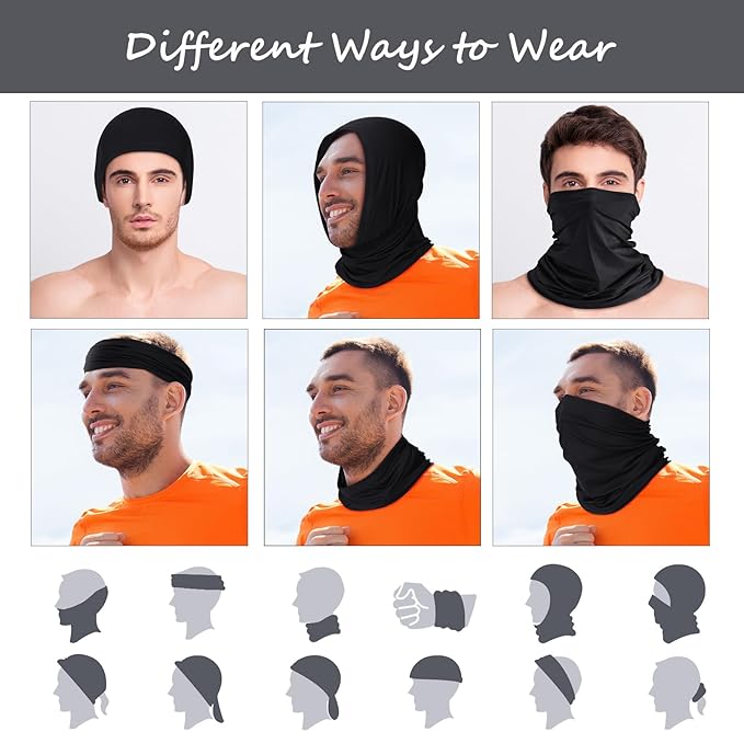 Geyoga 6 Pieces Summer UV Protection Cooling Neck Gaiter Face Clothing Neck Gaiter Mask Scarf Sunscreen Breathable Bandana