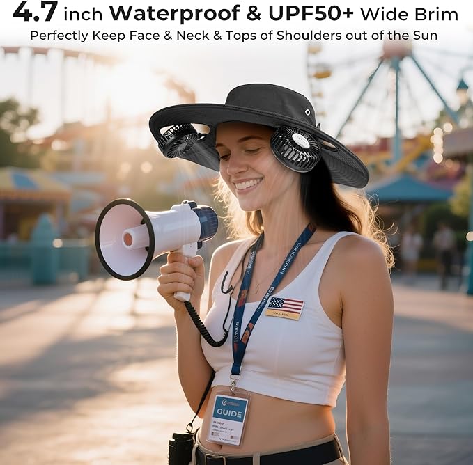 AMACOOL Bucket Hat Fan, Gifts for Him Father Dad Husband, Fishing Essentials for Men Women Camping Hiking Beach Gardening
