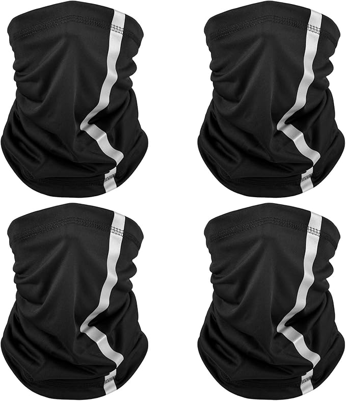 SATINIOR 4 Pcs Neck Gaiter for Men Reflective Face Mask Cover, UV Sun Protection Neon Balaclava Hi Vis Bandana for Work