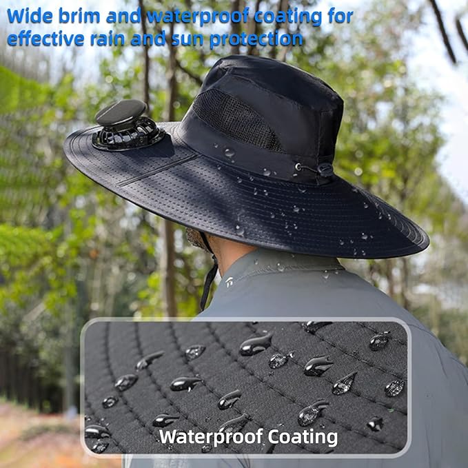 Solar Fan Hat Wide Edge Outdoor