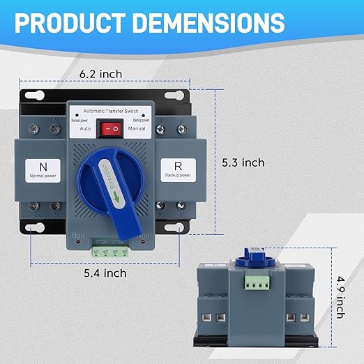 110V 63A 2P Dual Power Automatic Transfer Switch, Dual Power Generator Changeover Switch, Automatic & Manual Conversion Options, ATS, 50/60HZ AC-33iB