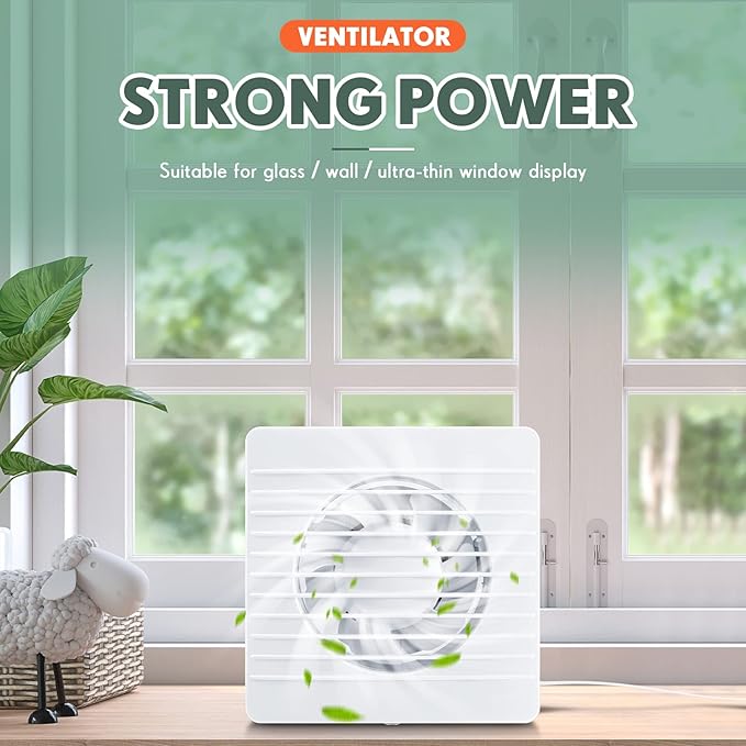 Qunclay 2 Pcs 4 Inch Small Window Fan 110v Kitchen Exhaust Fan 76 Cfm 2400r/min, 18w 65m³/h Extractor Vent Bathroom Wall Ventilation with Anti Backflow Check Valve Chain Switch