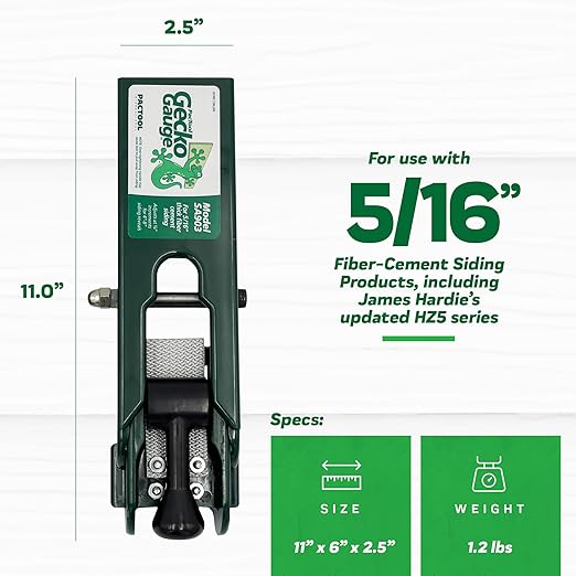 PacTool SA9031 Gecko Gauge Siding Mounting Kit With Pouch - For Use with 5/16-Inch Fiber Cement Siding, James Hardie's Updated HZ5 Series - Lap Siding Gauge - Essential Siding Tools