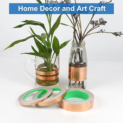 BOMEI PACK Copper Foil Tape 3 Pack (1.97mil x 1inch 1/2inch 1/4inch x 66ft) with Conductive Adhesive for Electrical Repairs, Guitar, Stained Glass, Paper Circuits