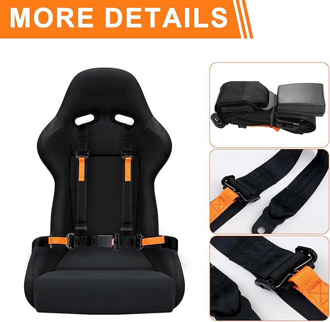 Yakitoko Universal 4 point Safety Harness Set 2 in Fits Go Kart,UTV,ATV,Racing Black