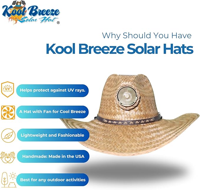 KOOL BREEZE SOLAR HAT mens Gentlemen's "Brown" Solar Straw Hat W. Thin Band