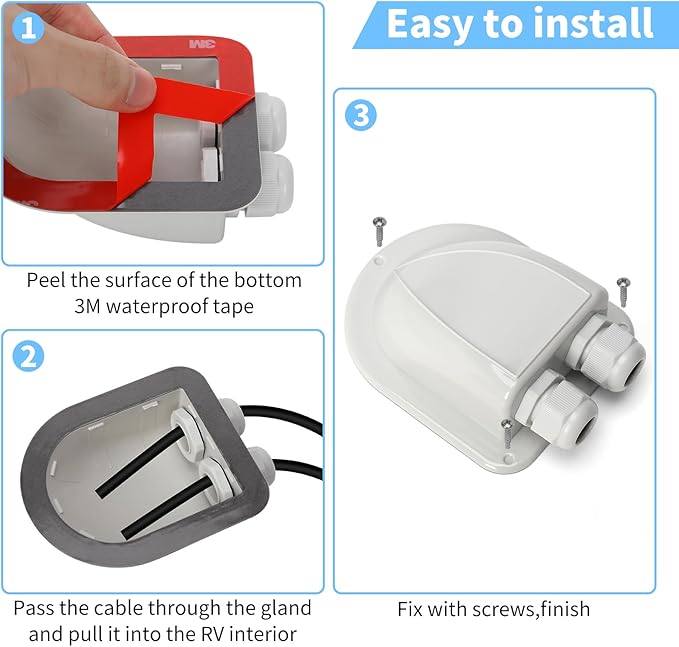 Haoguo ABS Solar Double Cable Entry Gland for All Cable Types 2mm² to 6mm² for Solar Panels on RV Camper Van Travel Trailer Boat Cabin-Grey