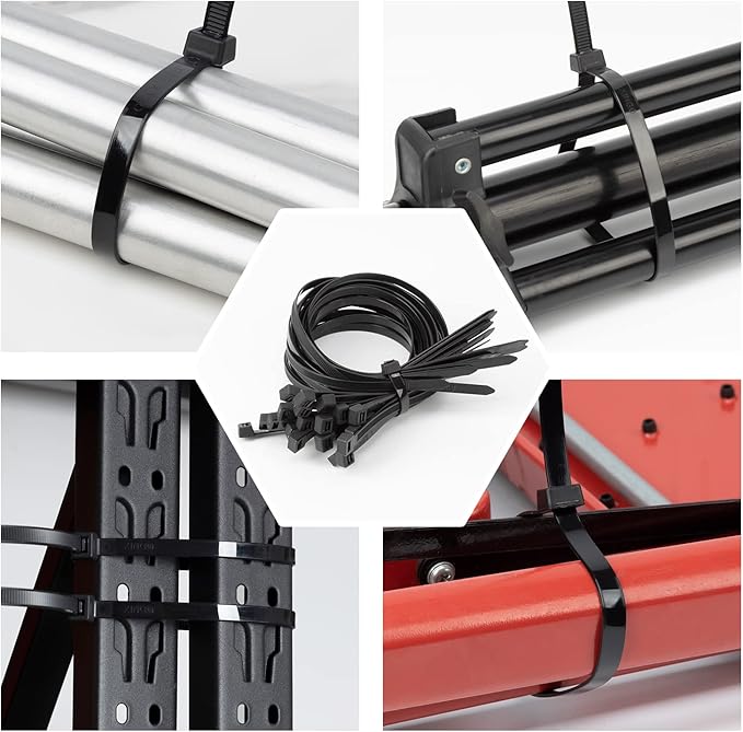 XINGO 48 Inch Black Large Zip Ties Heavy Duty 150 Pack, 200 LBS Ultra Strong Plastic Wire Ties, Large Cable Ties Extra Long Tie Wraps, Indoor and Outdoor UV Resistant