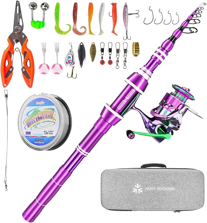 All-in-One Telescopic Fishing Rod Reel Combo Kit - 100M Line, Lures & Case for Saltwater/Freshwater