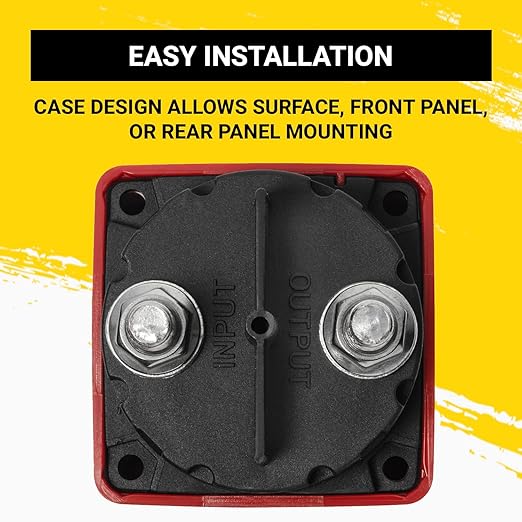 Spartan Power Battery ON/Off Disconnect Switch 300A - Ignition Protected, Heavy Duty Cutoff Switch for RV, Marine, and Automotive Battery - 12V to 48V - Red