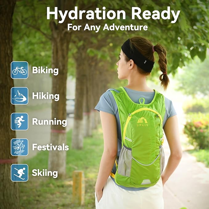 Hydration Backpack with 2L Bladder – Durable Lightweight Water Pack for Running, Hiking, Biking – Fits Men, Women, Youth