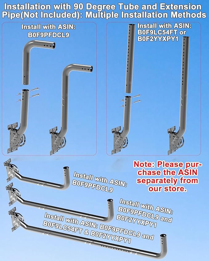 430 Stainless Steel Heavy Duty Antenna Mount, 1-Pack 13 in Three-Screw Locking Pivot J-Pole for Wall, Eave or Roof, 1.38 in OD, for Wireless Bridge, Access Point, Weather Station or Starlink Setups