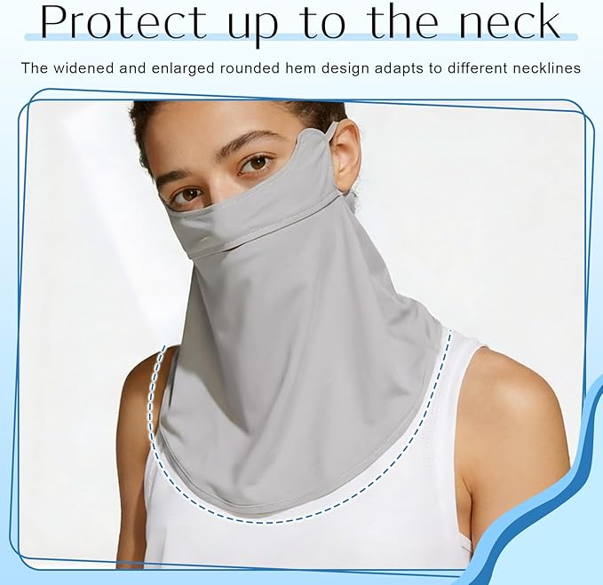 4 Pcs UV Sun Protection Face Mask with Neck Coverage Neck Gaiter Scarf UPF50+ Face Shield Breathable Cooling Design for Summer Outdoor Activities