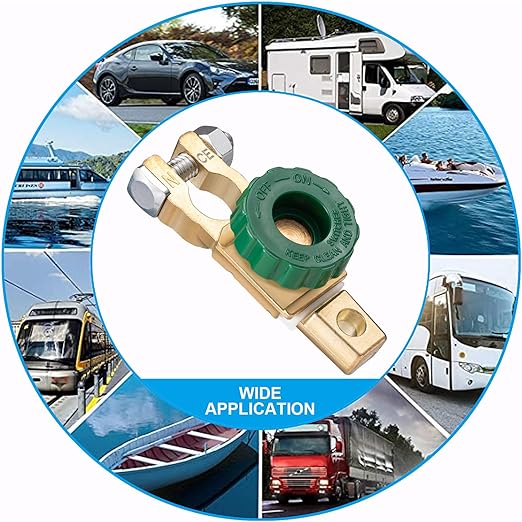 Spurtar Battery Disconnect Switch 12V - 24V Top Post, Quick Disconnect Battery Cut Off Switch for Car Truck RV Boat Vehicles, Green Knob