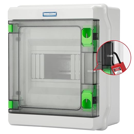 Mollom 6 Way HA Series Power Distribution Box with Bus Bars and Din Rail for Miniature Circuit Breaker MCB,Waterproof IP66,Solar Power Distribution Panel for Indoor and Outdoor Use