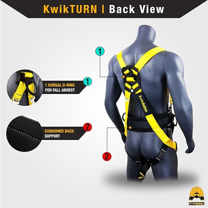 KwikSafety - Charlotte, NC - HURRICANE Safety Harness [3 D-RINGS, BACK SUPPORT] ANSI Tested OSHA Compliant