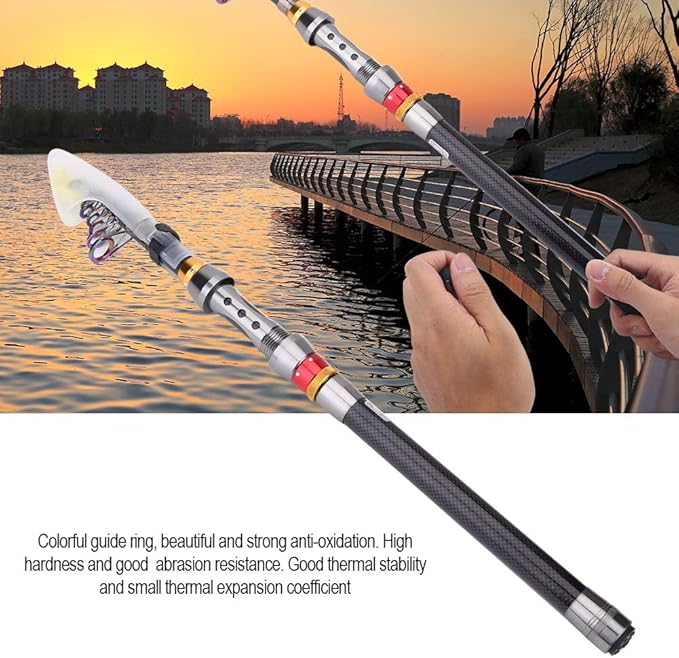 Alomejor Telescopic Fishing Rod,Portable Lightweight Compact,Carbon Fiber Rod for Travelers Campers Fishing Trips Camping Adventures