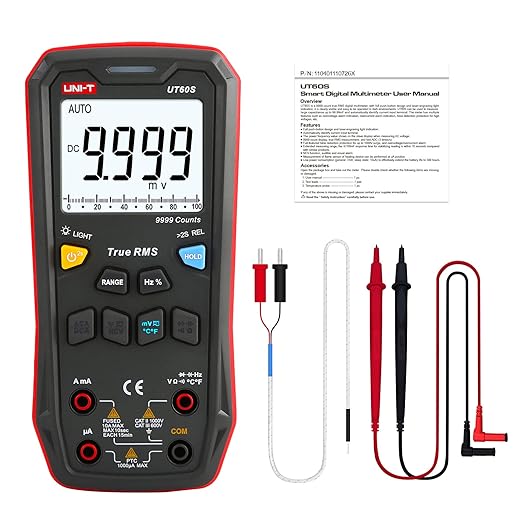 UNI-T Digital Multimeter Smart,UT60S True RMS,9999 Counts 1000V AC DC Voltmeter Ammeter Capacitor Temperature,Fully Automatic Anti-Burn Intelligent Multimeter Tester