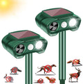 2 Pack Solar Ultrasonic Animal Repeller Outdoor Cat Deer Repellent Devices with Strobe Flashing Light - Keep Squirrels, Dogs, Raccoons,Rabbits,Skunks Away from Garden Yard Farm Animal Deterrent
