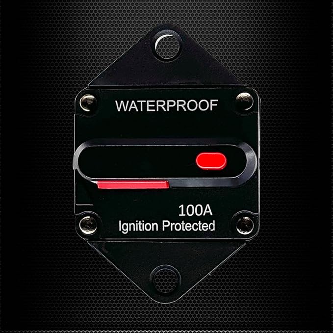 Ampper 100A Circuit Breaker, Panel Mount DC 12V-48V Waterproof Thermal Circuit Breaker Fuse with Manual Reset/On-Off for Boat Trolling Motor Auto Audio Solar and More
