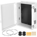 Electrical Junction Box, Outdoor Water Resistant Nema Enclosure, Ventilated ABS Plastic WiFi Project Box with Internal Mounting Panel & Hinged Cover 18.1" Lx 12.6" Wx 6.3" H