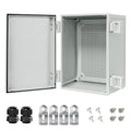 Junction Box IP65 Waterproof Electrical Box Outdoor ABS Plastic Project Box Hinged Shell Universal Enclosure Box with Mounting Plate, Wall Brackets, Cable Glands 11.8"x 7.9" x 7.1"