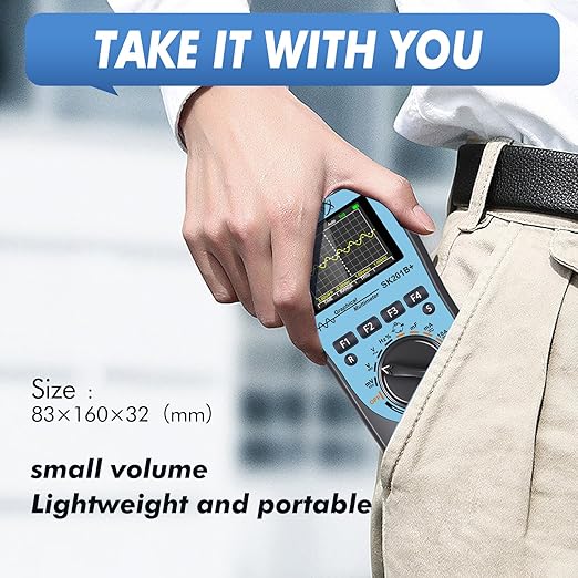 SK201B+ Intelligent Graphical Digital Oscilloscope Multimeter 2 in 1 with 2.4 Inches Color Screen 1MHz Bandwidth 2.5Msps Sampling Rate for DIY and Electronic Test