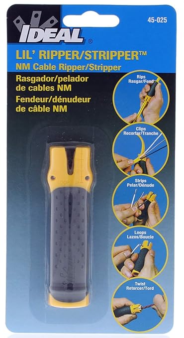 IDEAL Electrical 45-025 Lil Ripper Stripper Wire Stripper w/Slitting Blade, V-Notch, Flat Blade Clip
