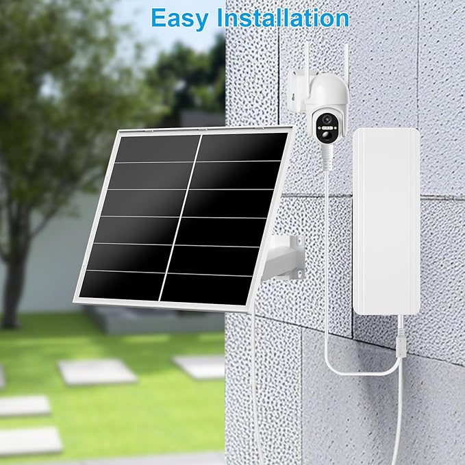 20W Solar Panel Kit with 24000mAh Battery for Security & Trail Cameras, 5V/12V Adjustable Output, USB-C & DC Plugs, IP66 Waterproof, 360° Mount