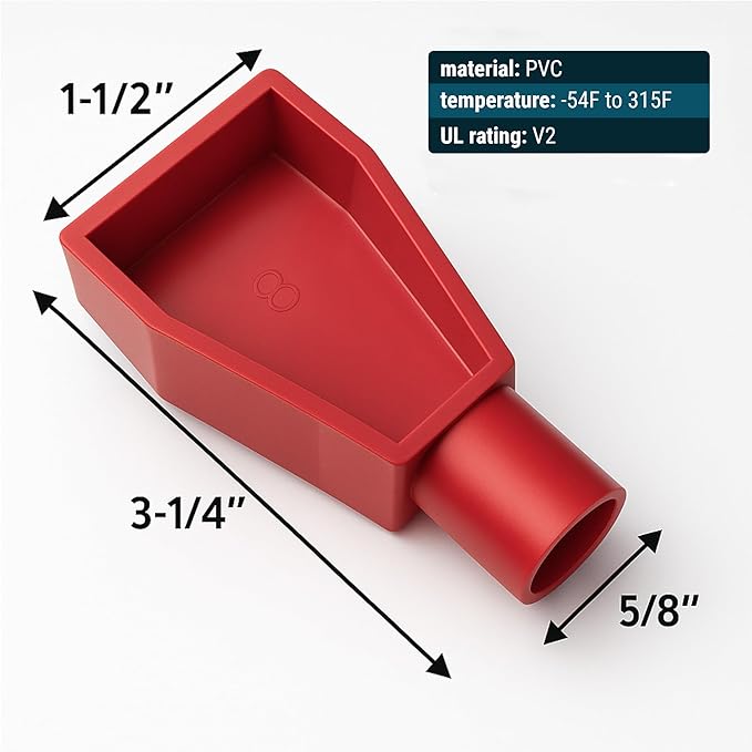 MGI SpeedWare Top Post Car Battery Terminal Boot Covers, Made in The USA, Red + Black Pair (2/0 AWG)