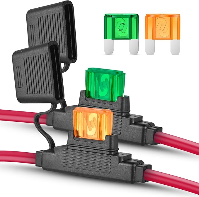 Nilight 2PCS Inline Maxi Fuses Holder 10 Gauge AWG Tin Plated Copper 12V Holder 30A 40A Maxi APX IP67 Waterproof Maximum 60A Fuse Link for Car Truck Marine Boat